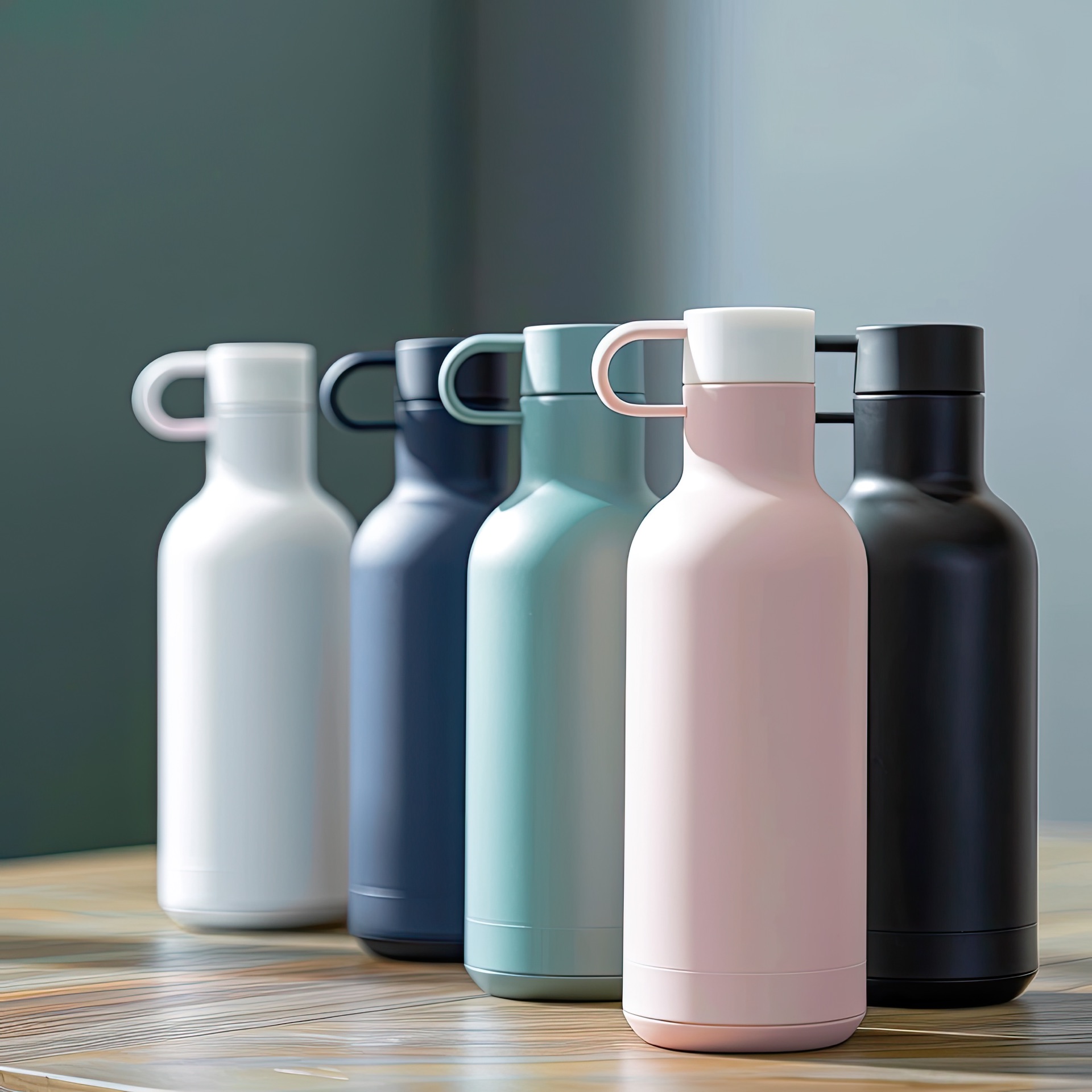 Branded promotional gifts including reusable water bottles and insulated flasks